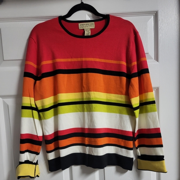 Jones New York - Country - Womens Multicolor Striped Sweater - Size XL - Picture 1 of 4